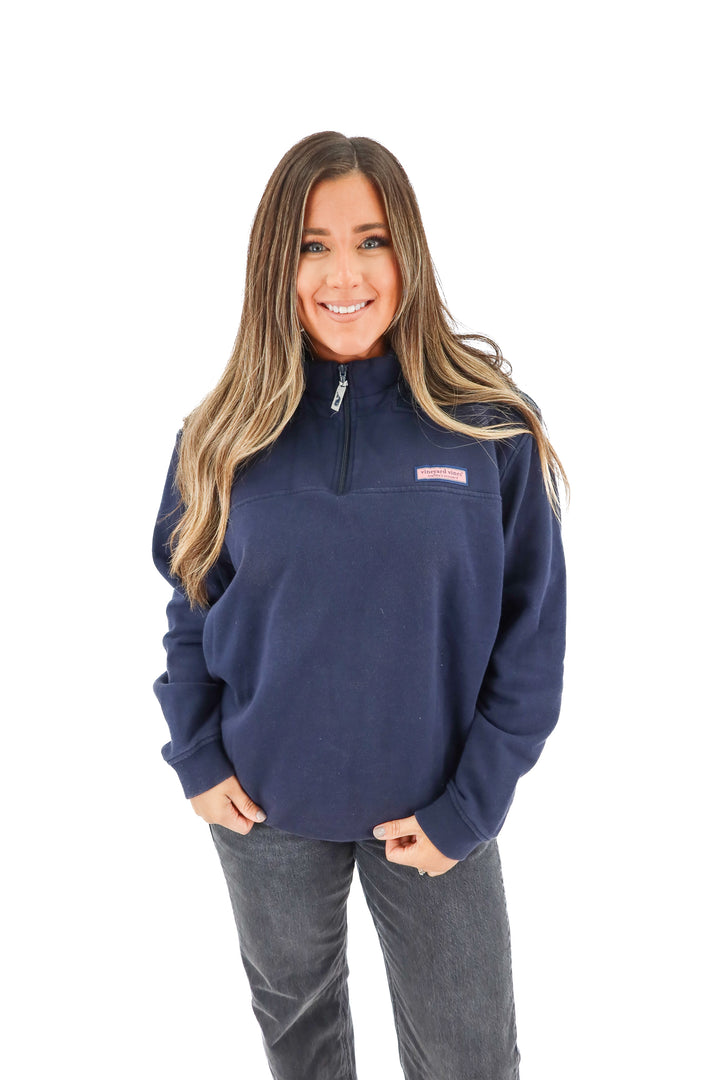 vineyard vines navy 1/4 zip pullover (L)