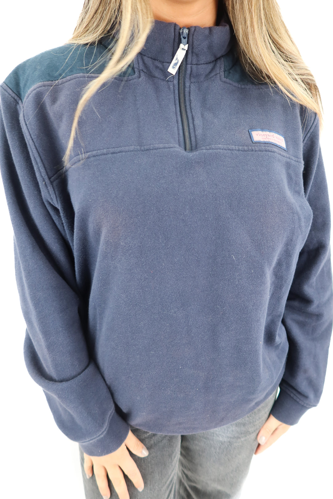 vineyard vines navy 1/4 zip pullover (L)