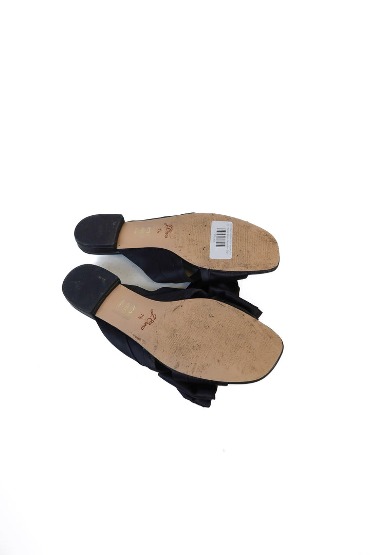 J Crew Black Satin Bow Slide Sandals (7.5)