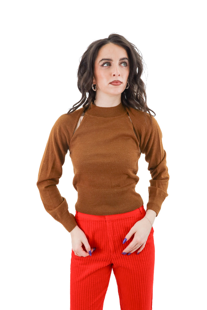 mango brown knit tank with shrug (s; retail $80)