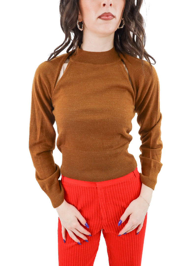 mango brown knit tank with shrug (s; retail $80)
