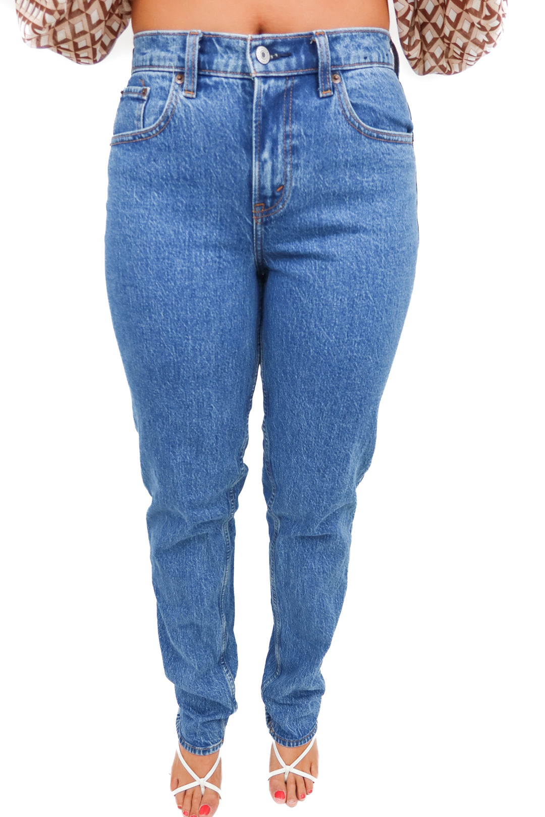 abercrombie & fitch medium wash curve love 90's straight leg jeans (4; retail $90)