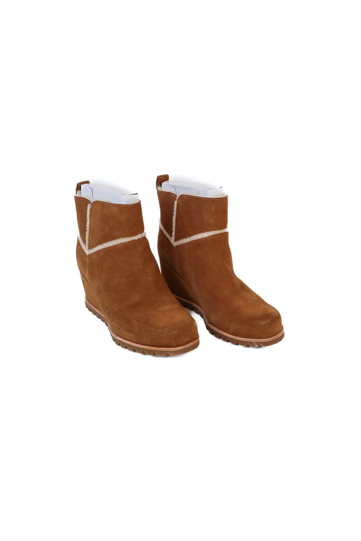 Ugg Cognac Wedge Heel Ankle Booties NWOT (7)