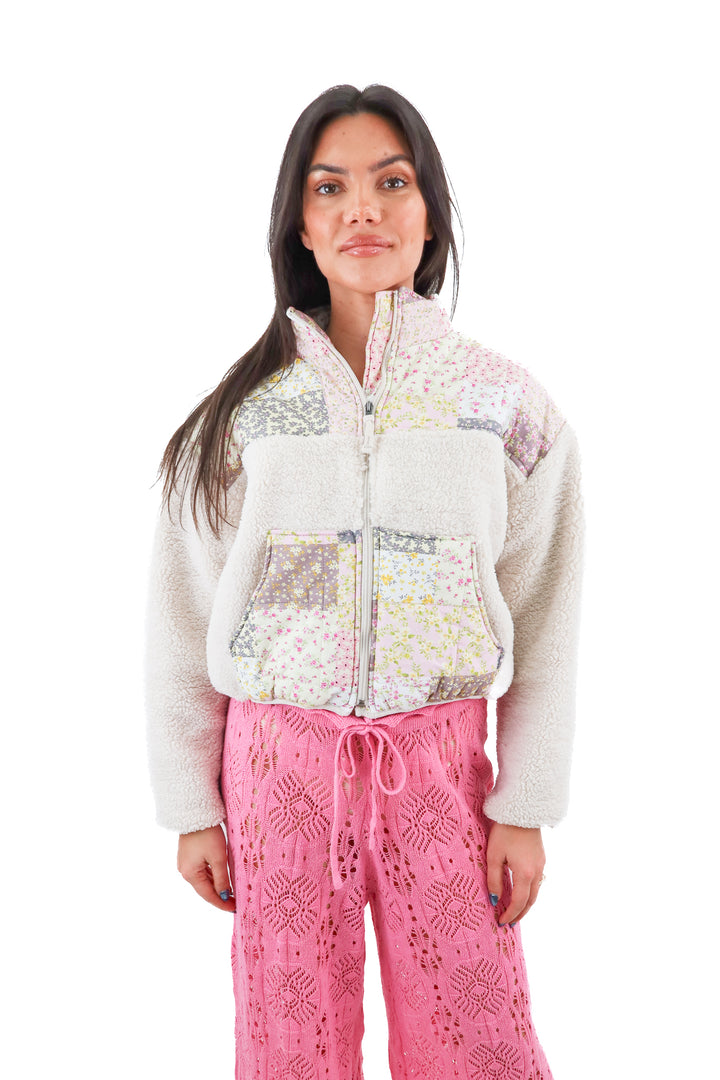 Thread & Supply floral and sherpa cropped jacket (S)