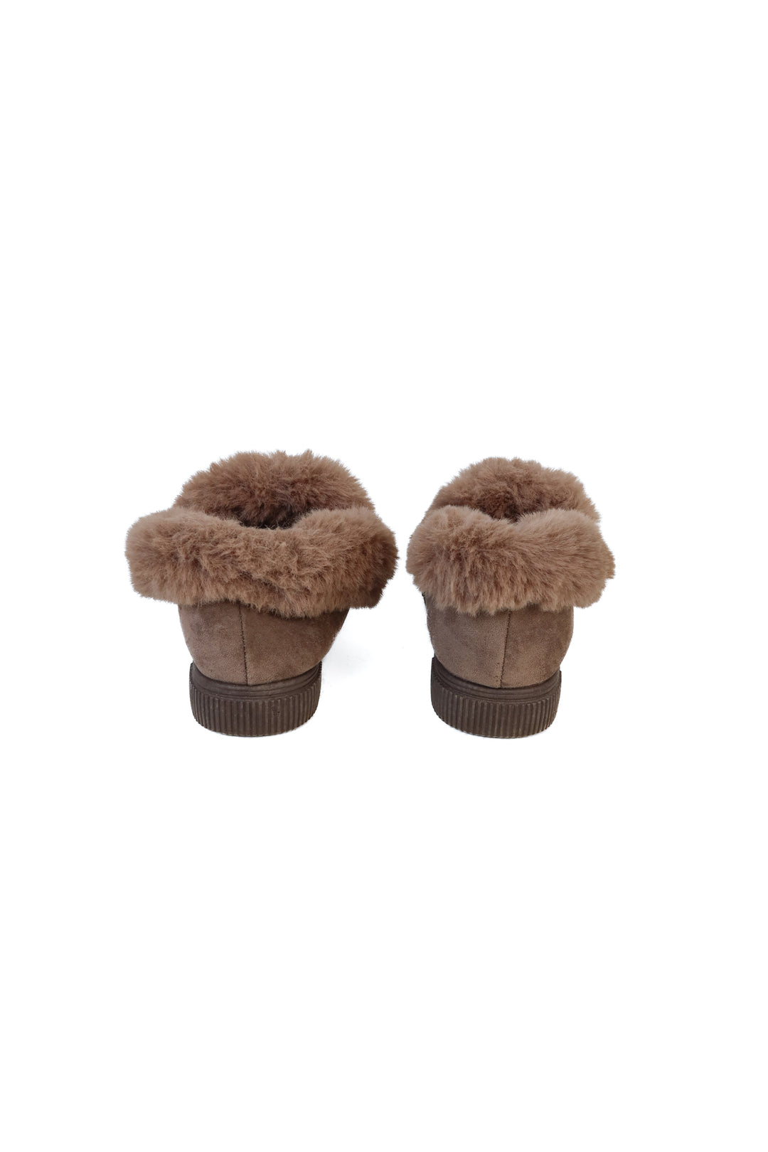 Bamboo brown furry platform slippers (37/7)