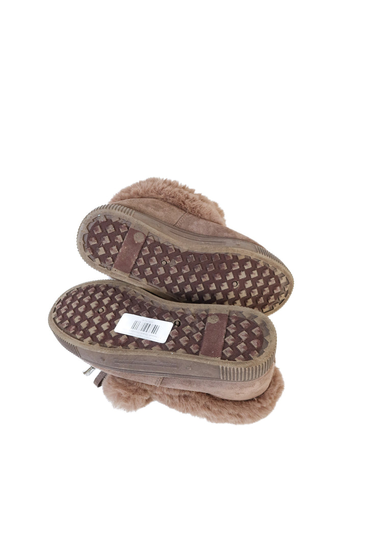 Bamboo brown furry platform slippers (37/7)