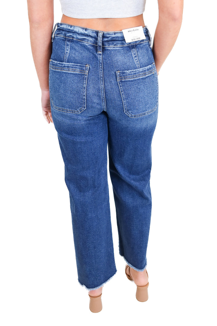 Mica Denim Los Angeles High Rise Cropped Wide Leg Jeans NWT (27)