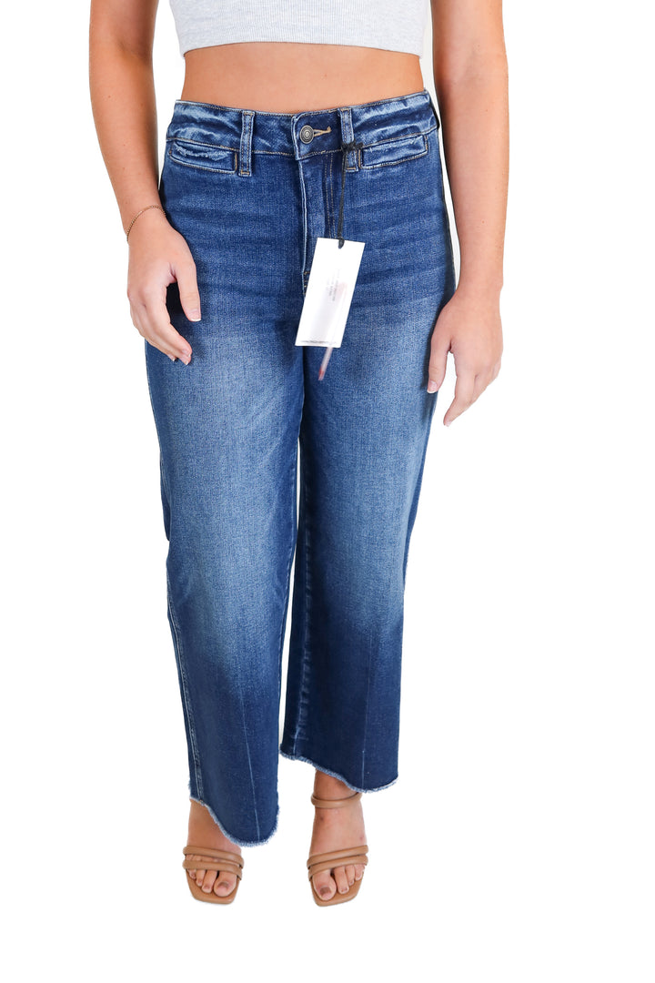 Mica Denim Los Angeles High Rise Cropped Wide Leg Jeans NWT (27)