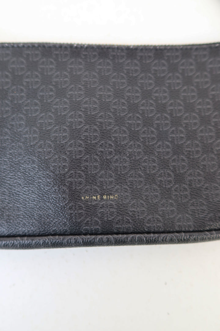 Anine Bing Black Monogram Mini Bag