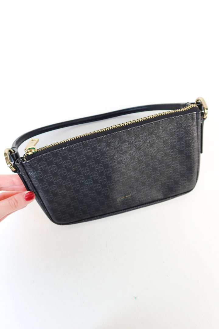 Anine Bing Black Monogram Mini Bag