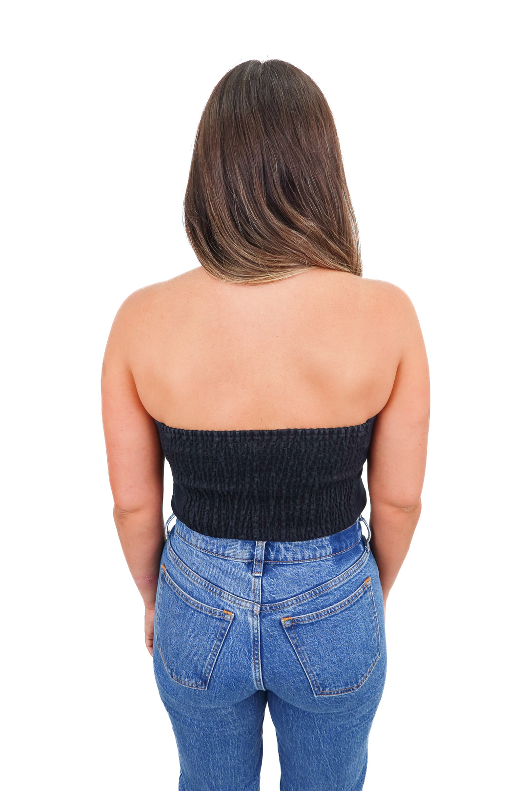 abercrombie black linen tube top (s; retail $50)