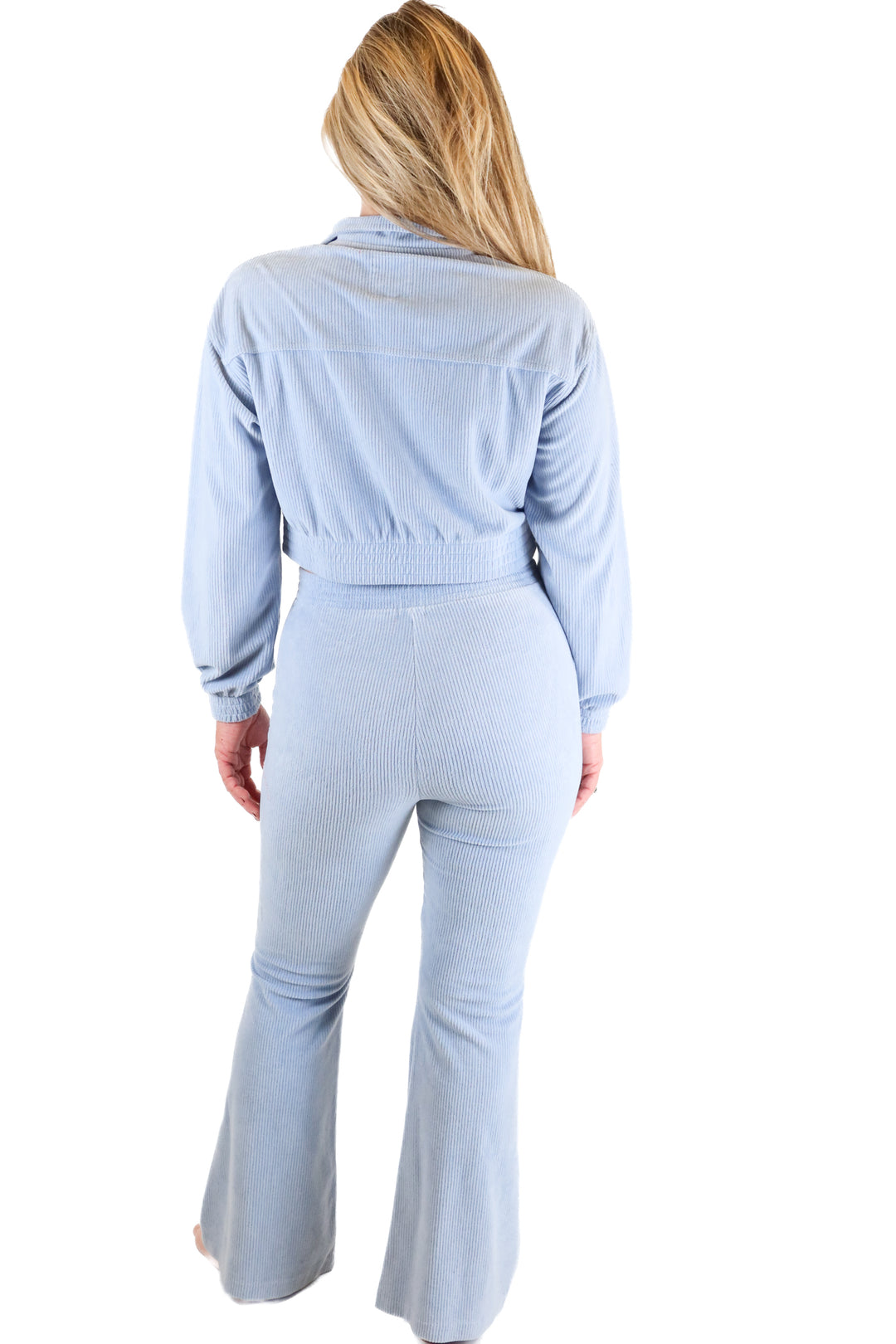 Aerie Blue Cropped Corduroy Jacket and Pant Set (XS)
