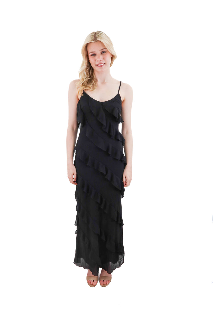 petal and pup black ruffle maxi dress NWT (xs)