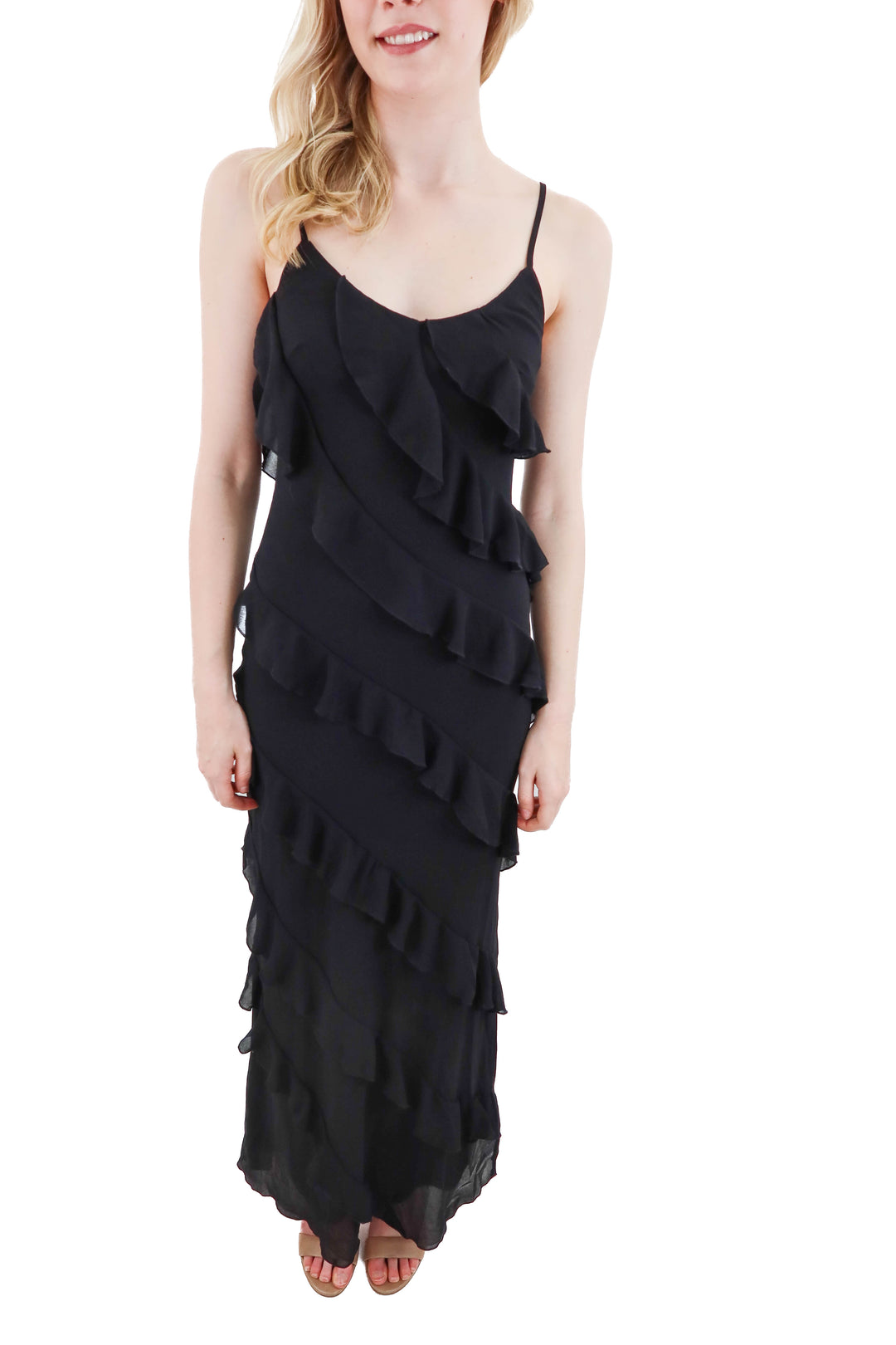 petal and pup black ruffle maxi dress NWT (xs)