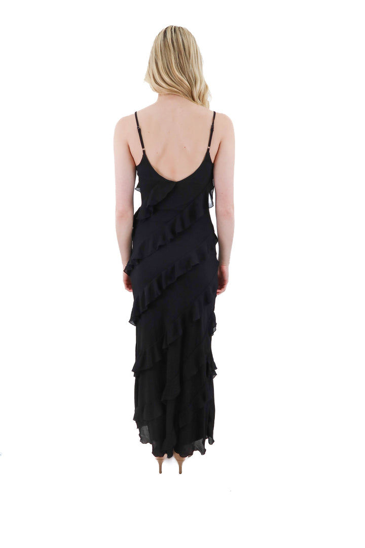 petal and pup black ruffle maxi dress NWT (xs)
