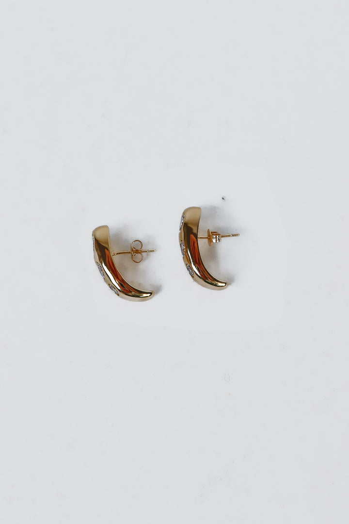 Gold/Crystal Vertical Stud Earrings
