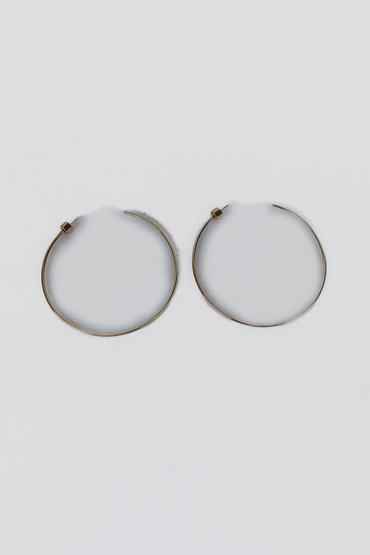 Gold Large Thin Open Hoop Earrings