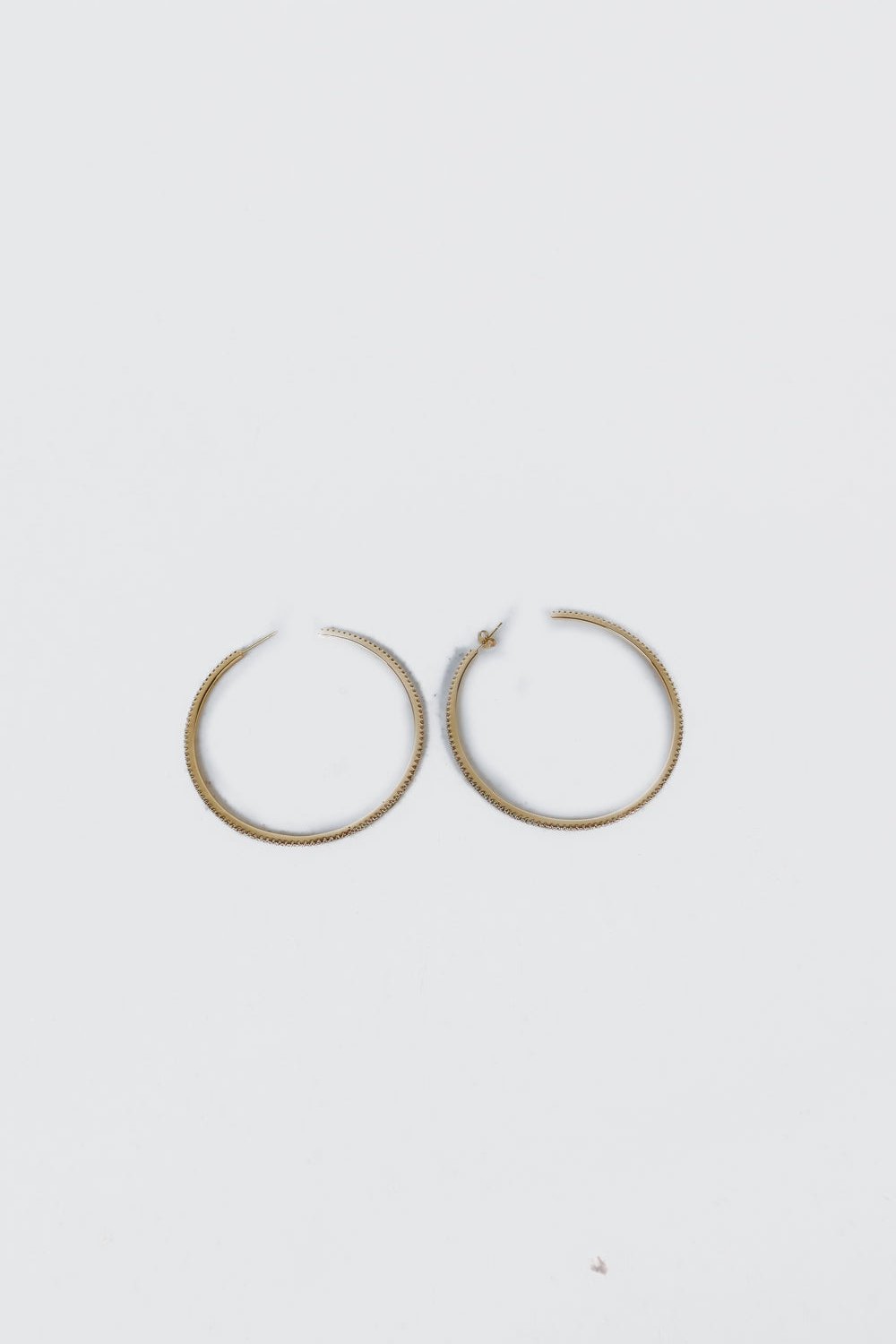 Gold/Pave Crystal Large Open Hoop Earrings