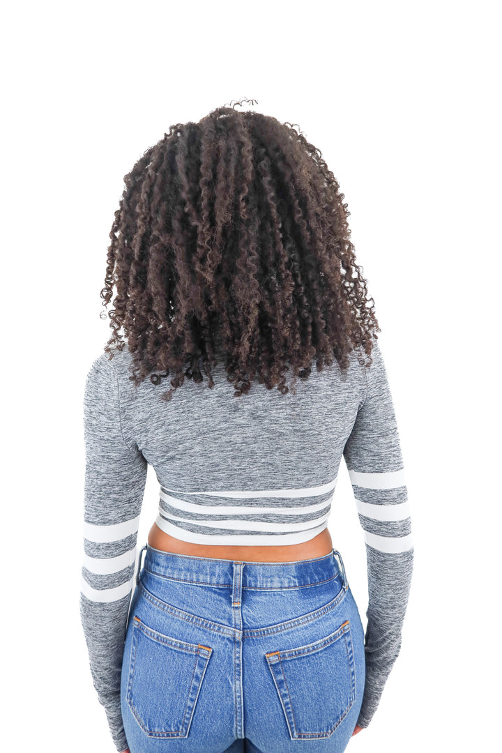free people grey striped long sleeve top (xs/s; retail $58)