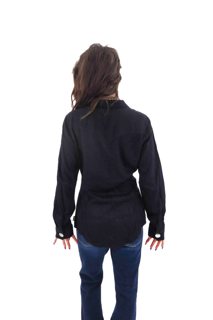 wrangler retro black long sleeve button up top (s; retail $99)