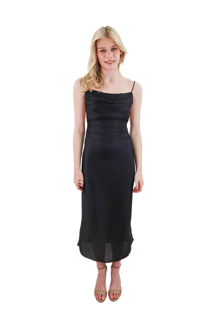 zara black backless satin midi dress NWT (s)