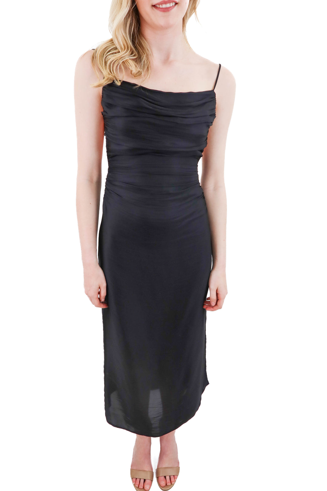 zara black backless satin midi dress NWT (s)