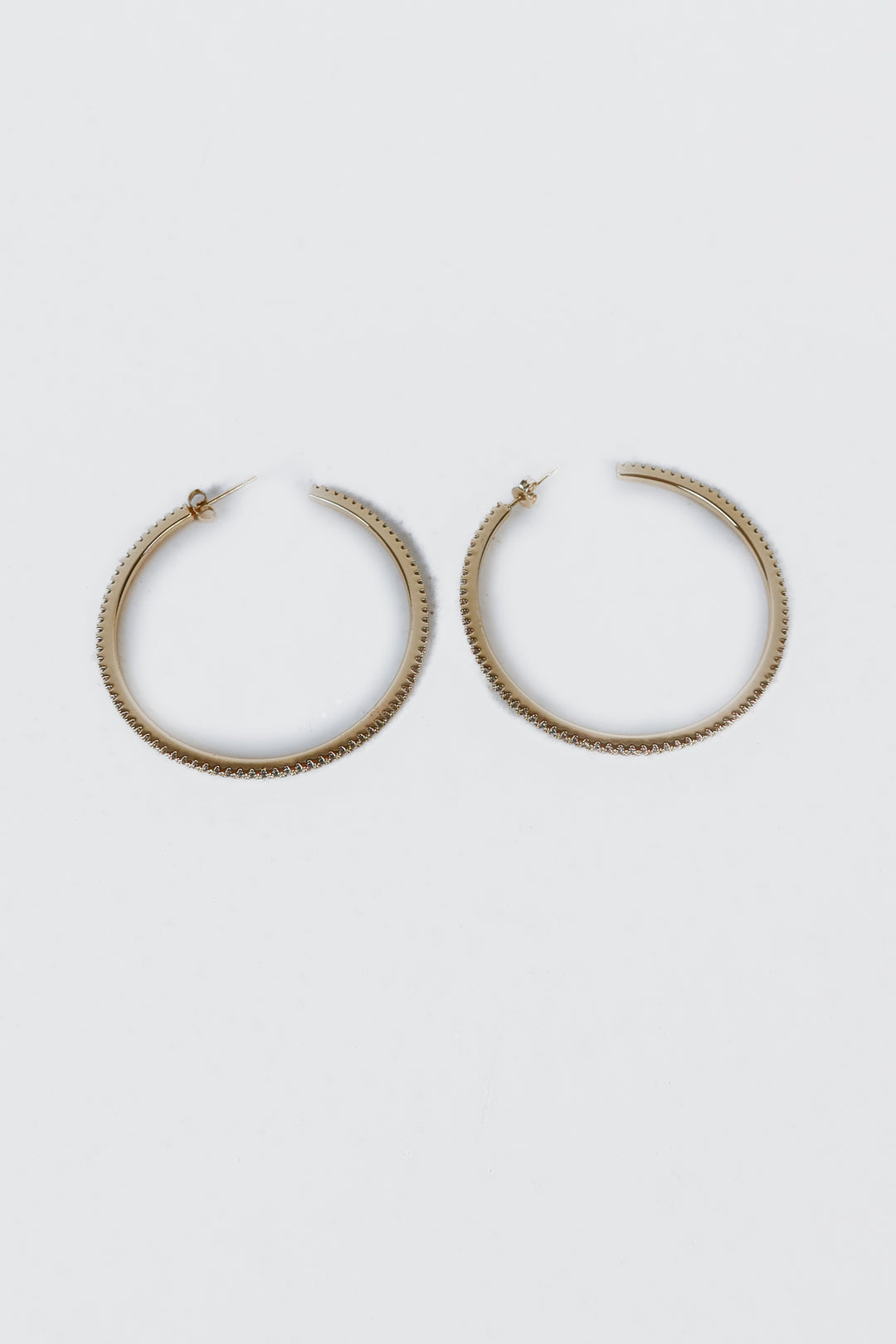 Gold/Pave Crystal Medium Open Hoop Earrings