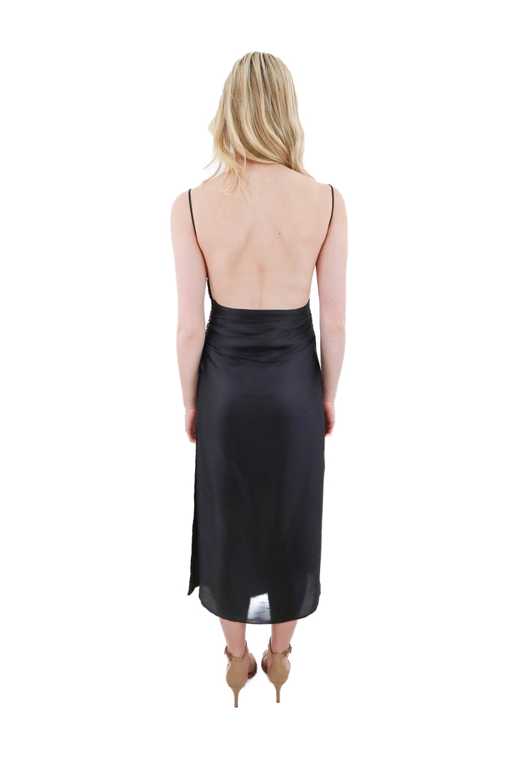 zara black backless satin midi dress NWT (s)