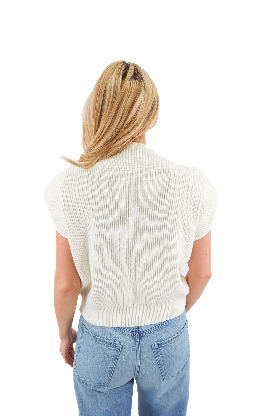 commense white knit sleeveless top (s)