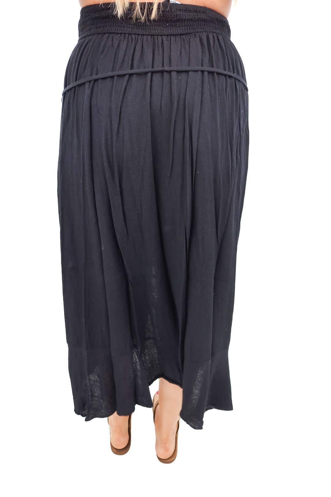 petal + pup black button front maxi skirt (m; retail $59)