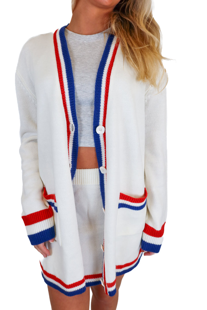 Show Me Your MUMU white/red/blue sweater skirt set NWT (S)