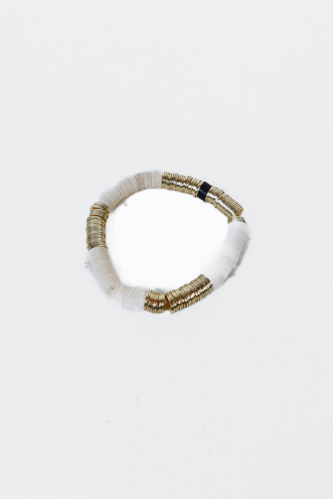Gold/Cream Beaded Stretchy Bracelet