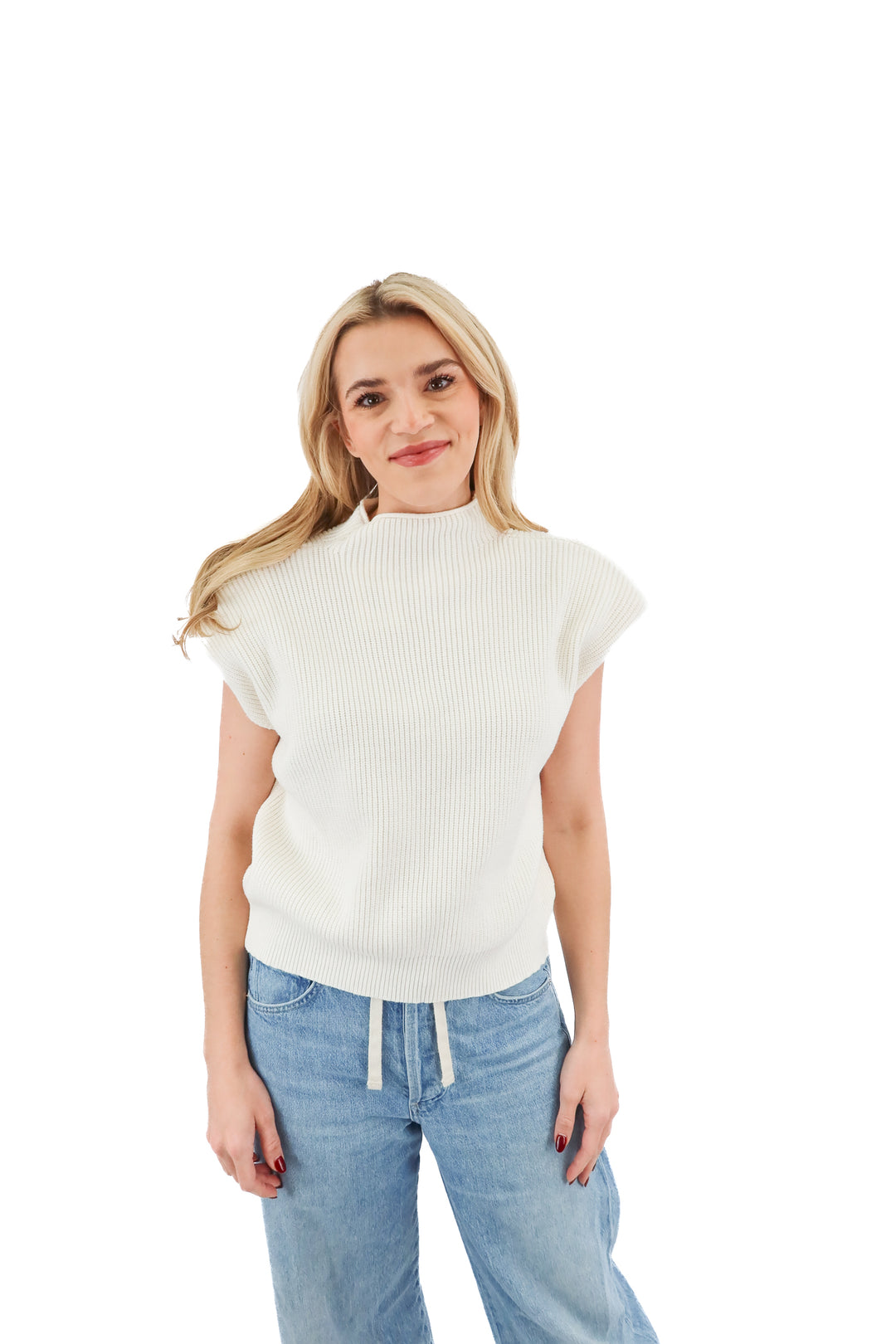 commense white knit sleeveless top (s)