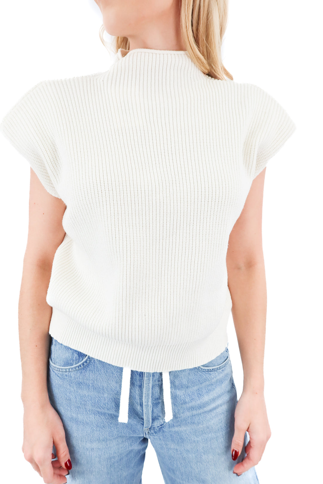 commense white knit sleeveless top (s)