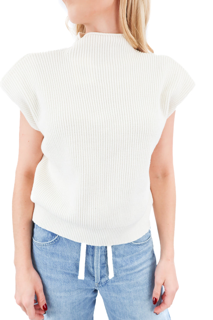 commense white knit sleeveless top (s)