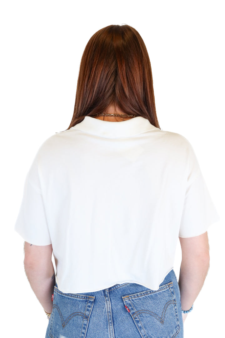 Offline by Aerie White Polo Crop Top (XS)