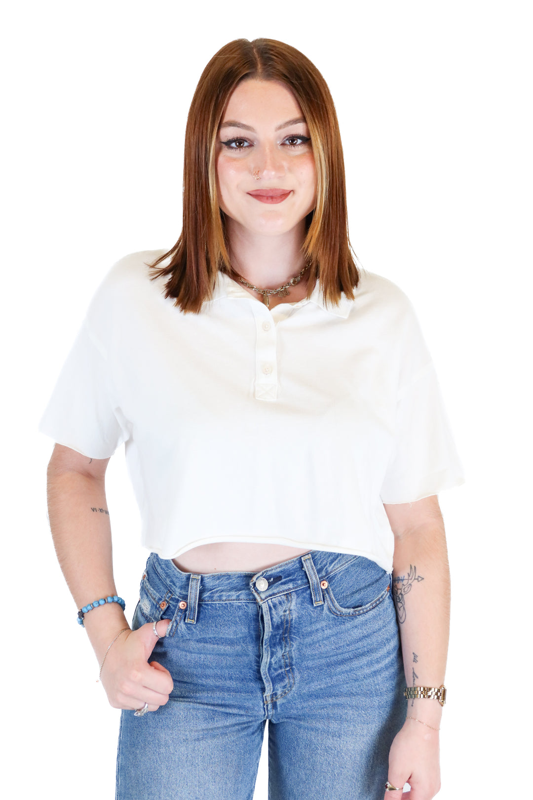 Offline by Aerie White Polo Crop Top (XS)