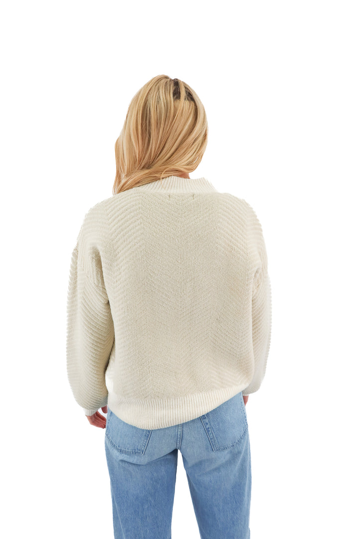 pinch cream herringbone pattern knit sweater (S)