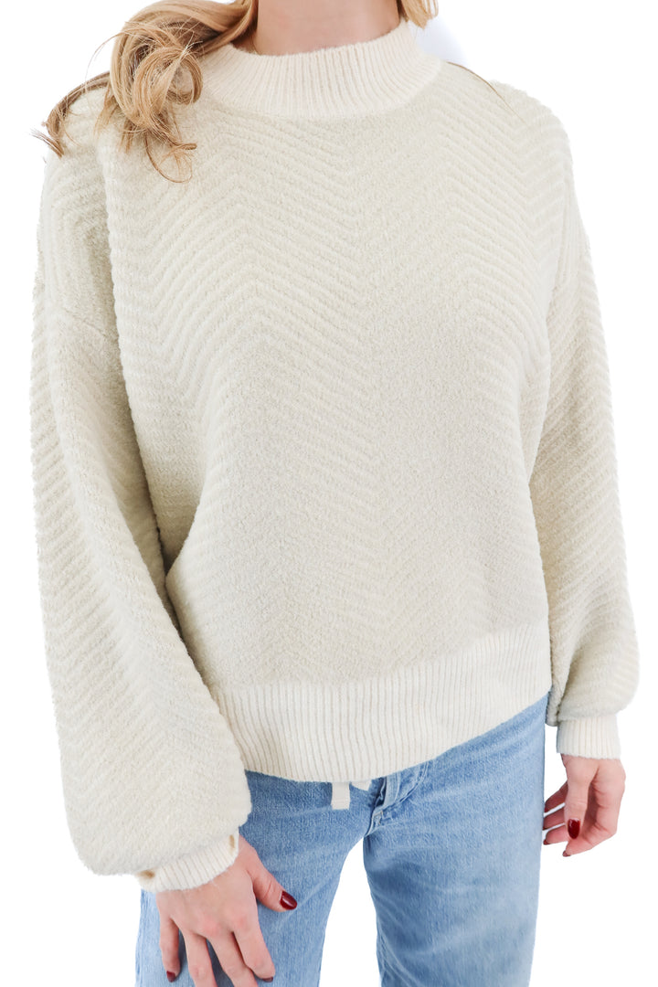 pinch cream herringbone pattern knit sweater (S)