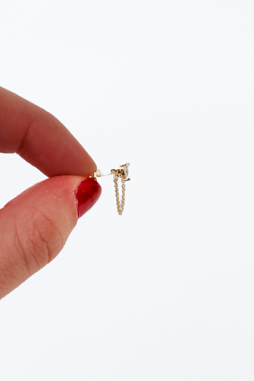 Gold Bar/Crystal Chain Stud Earrings