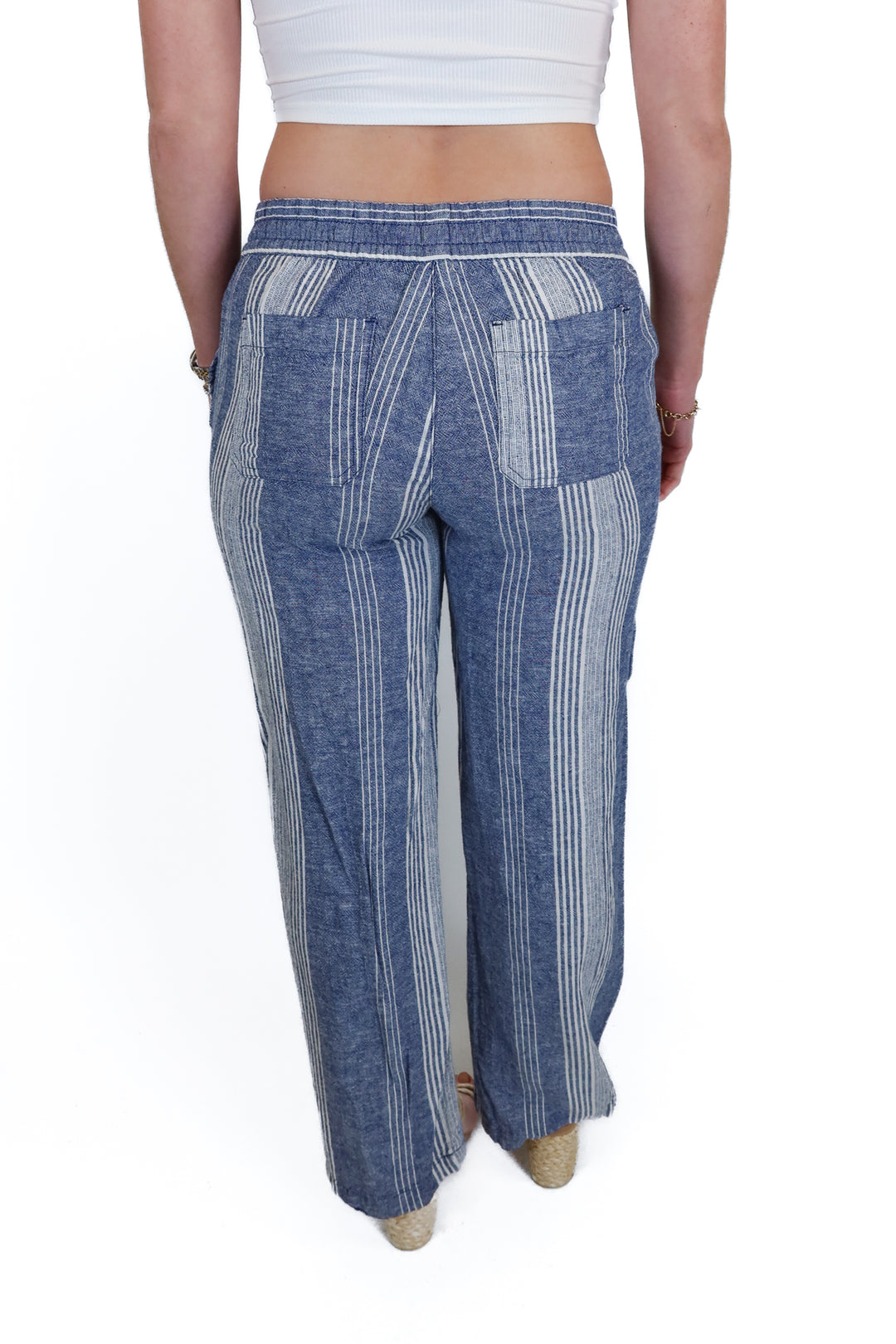 Old Navy navy and cream linen blend pants (XS)