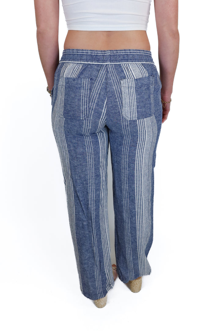 Old Navy navy and cream linen blend pants (XS)