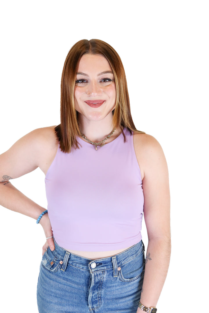 peoria Lilac High Neck Crop Tank Top (S)