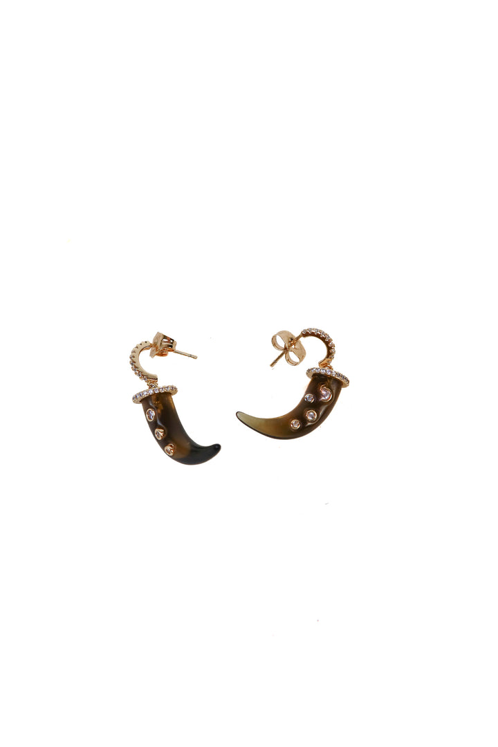 Lili Claspe Gold/Crystal/Horn Dangle Earrings