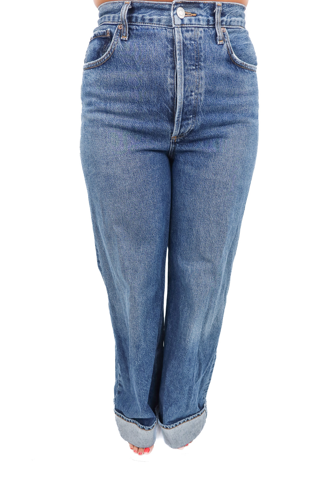 agolde medium wash wide leg jeans (fits like 29*; retail $258)