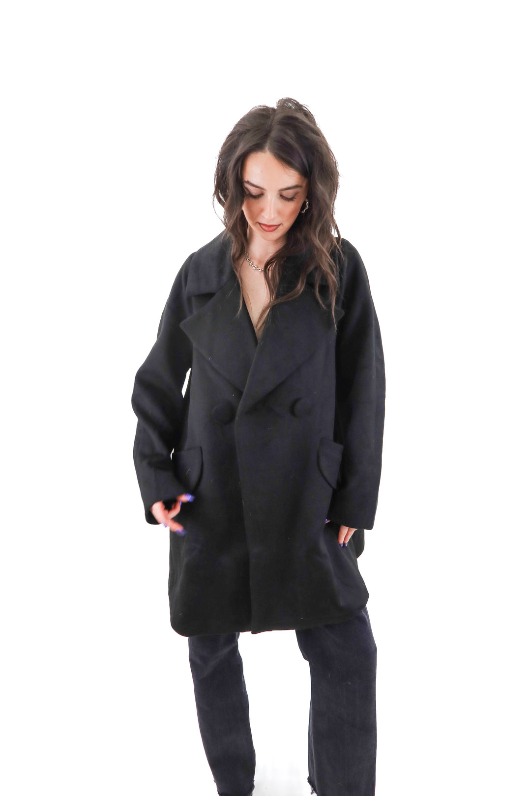 tuckernuck black wool blend coat (m; retail $198)