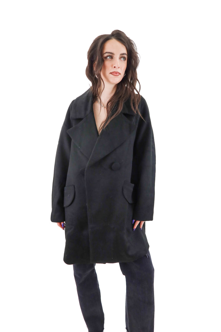 tuckernuck black wool blend coat (m; retail $198)