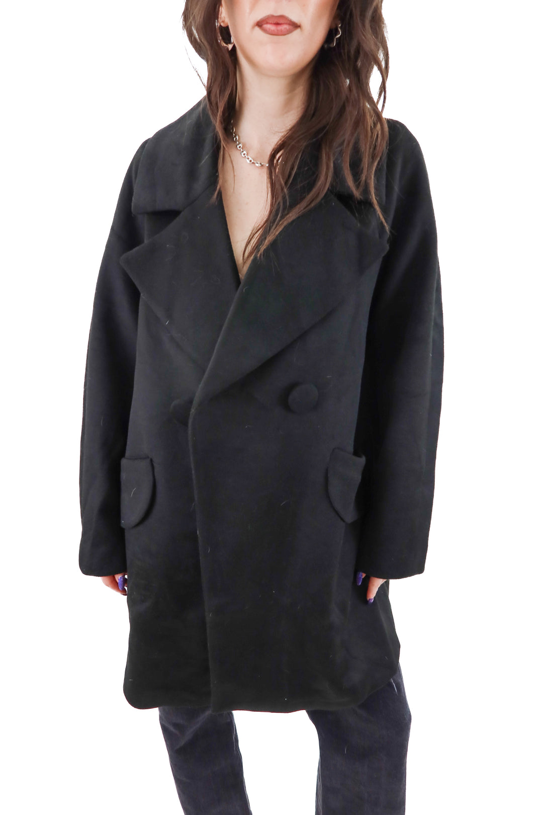 tuckernuck black wool blend coat (m; retail $198)