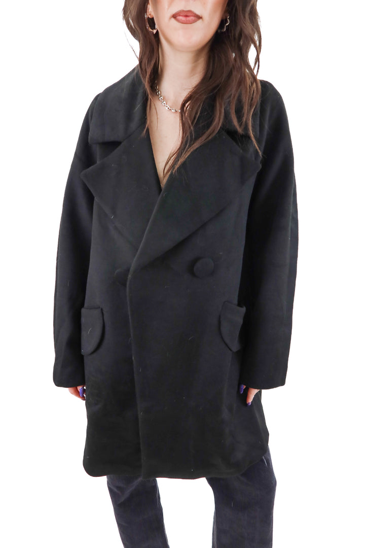 tuckernuck black wool blend coat (m; retail $198)
