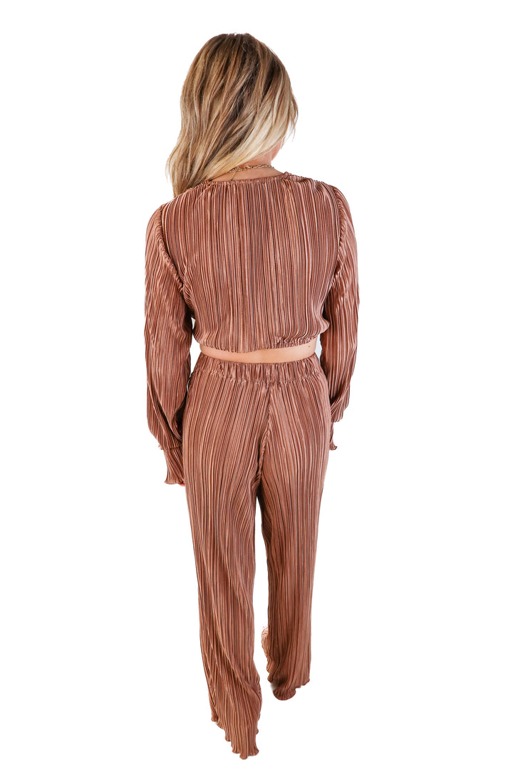 Showpo Satin Pleated Mauve Set (0)